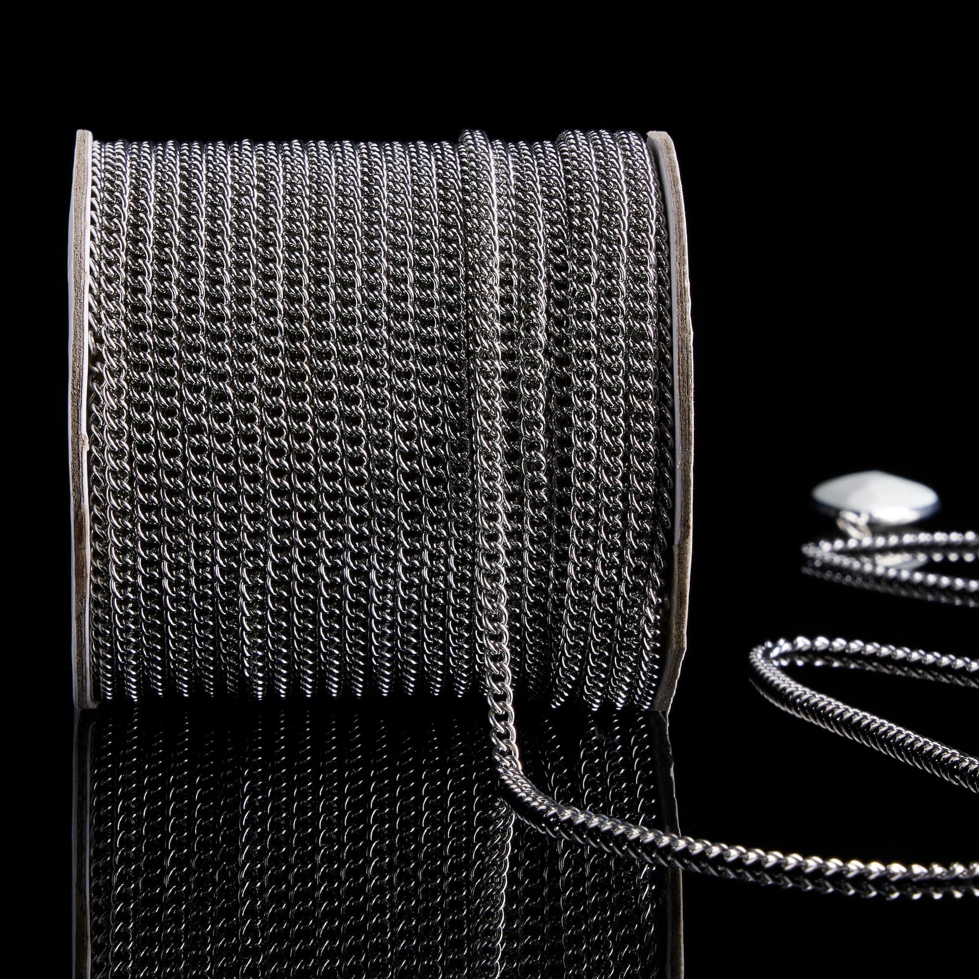 6 Pack: 10yd. Rhodium Mini Curb Chain Spool by Bead Landing™
